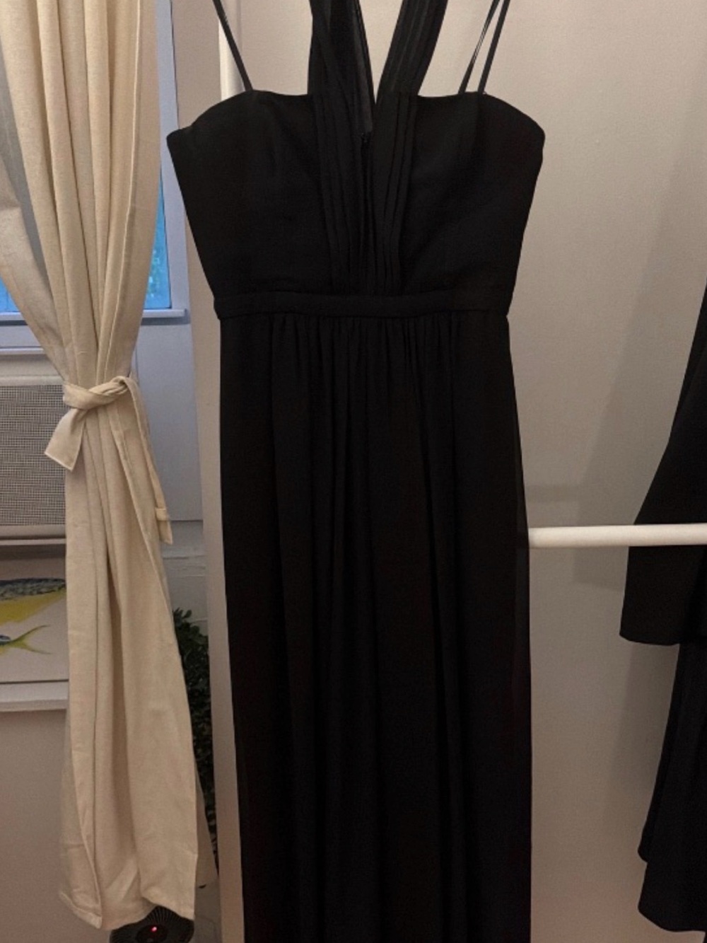 BCBG Black Maxi Dress with V-Neck and Double Spaghetti Straps